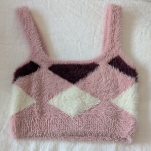 Cotton On Pink and Cream Fuzzy Top